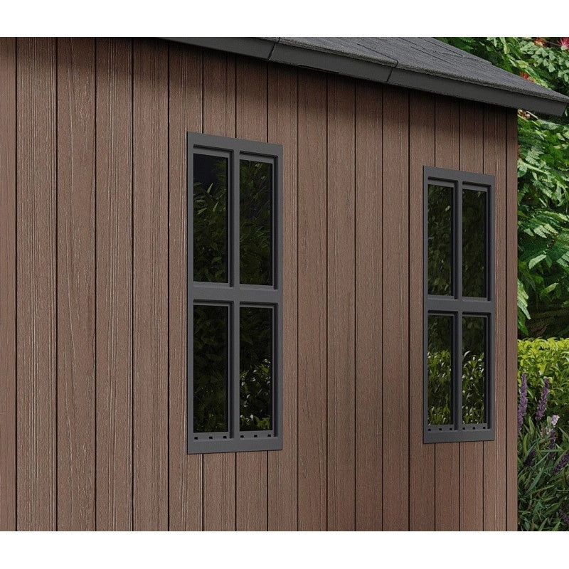 Casetta da giardino in resina EVOTECH+ 476x230 cm - con pavimento e doppia porta - carico neve 150 kg/m² – Newton Plus 7515/1575 - Marrone - Keter