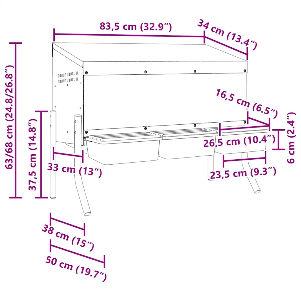 Nido per Galline a 3 Scomparti con Gambe in Acciaio Zincato CFW8357994