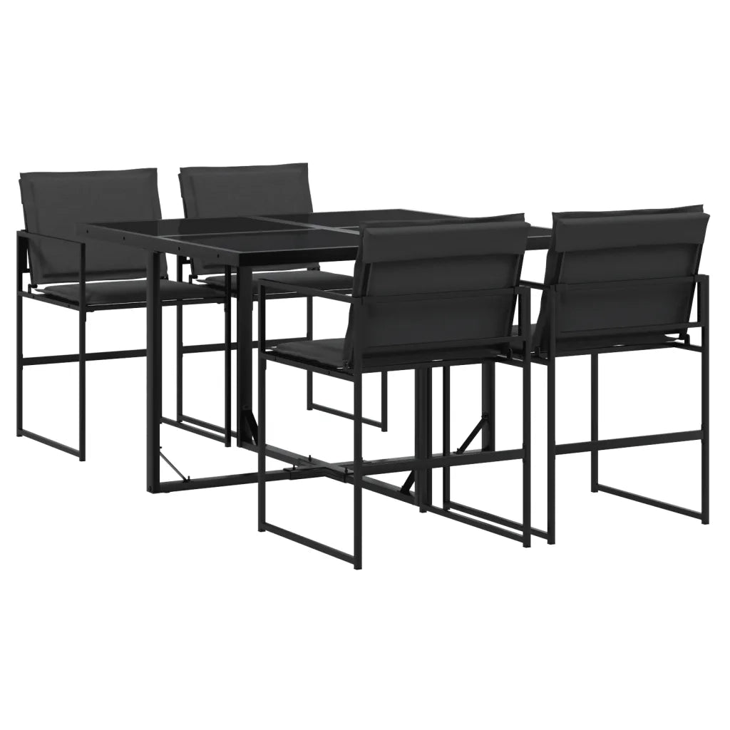 vidaXL Set da Pranzo da Giardino con Cuscini Nero in Textilene
