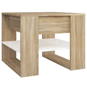 Tavolino da salotto | Tavolino da caff¨¨ | Tavolino da Soggiorno Bianco e Rovere Sonoma 55,5x55x45 cm Legno Multistrato