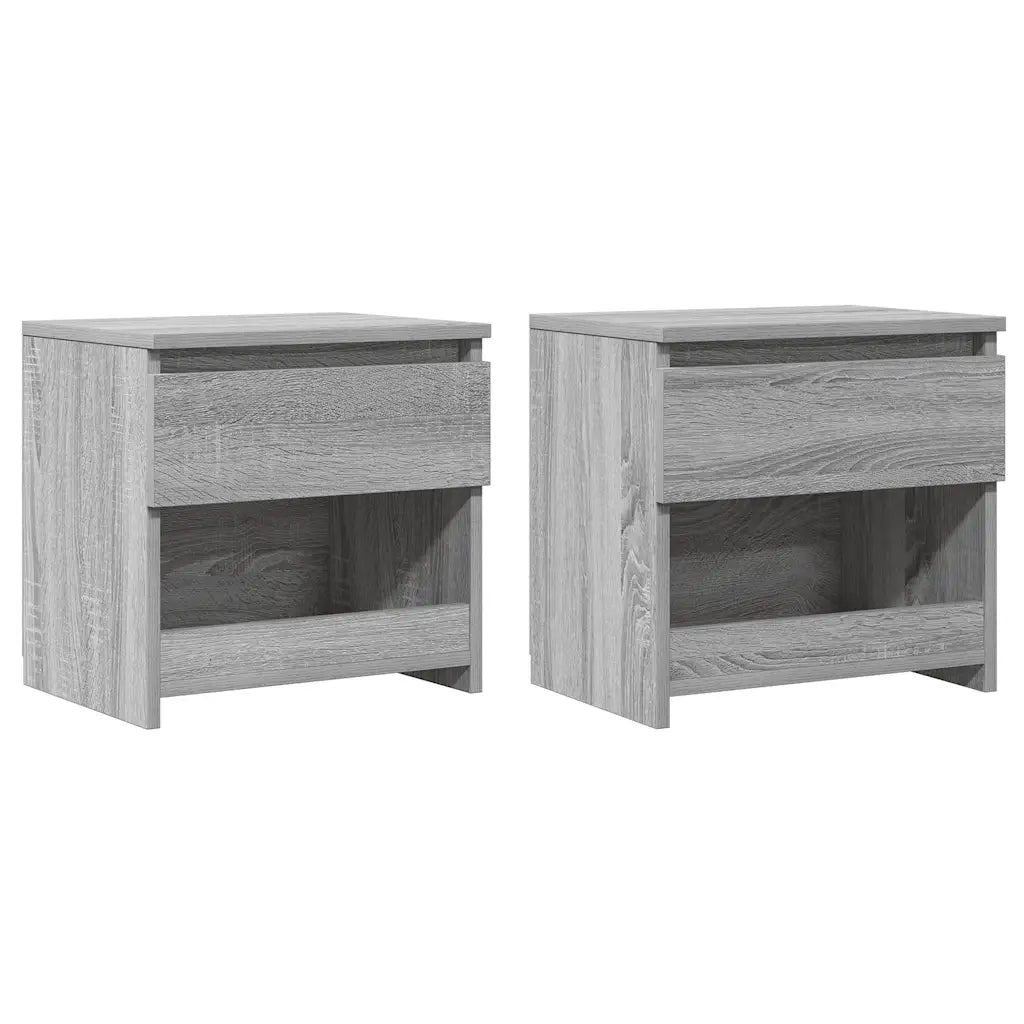 Comodini Rovere Grigio 2pz 40x30x39 cm Legno Ingegnerizzato 815132