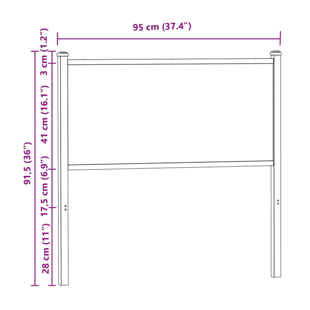 Testiera-Testata-Testiera Decorativa Rovere Fumo 90 cm in Legno Multistrato e Acciaio