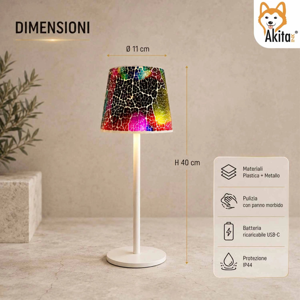 Akitaink Lampada da Tavolo LED Mosaico Cracked Rainbow