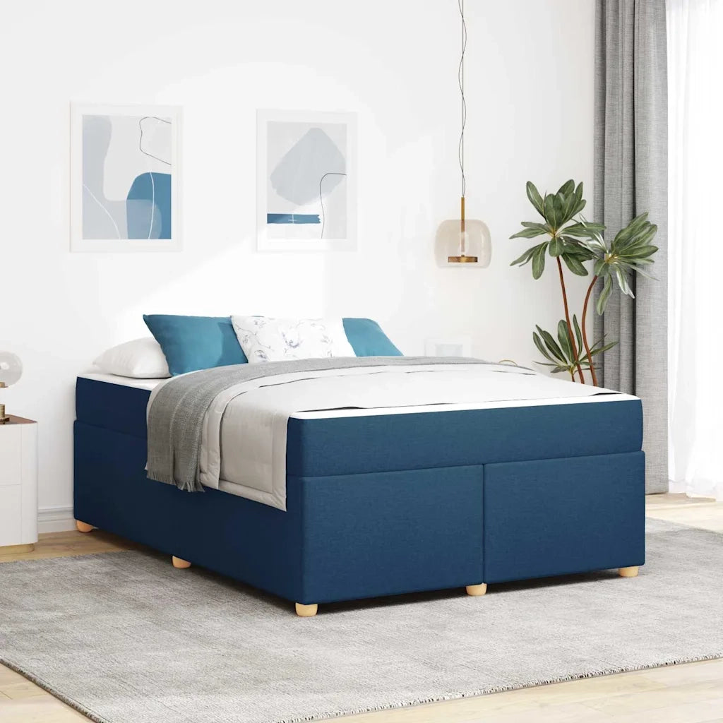 vidaXL Struttura del letto con materasso Blu 160 x 200 cm Tessuto