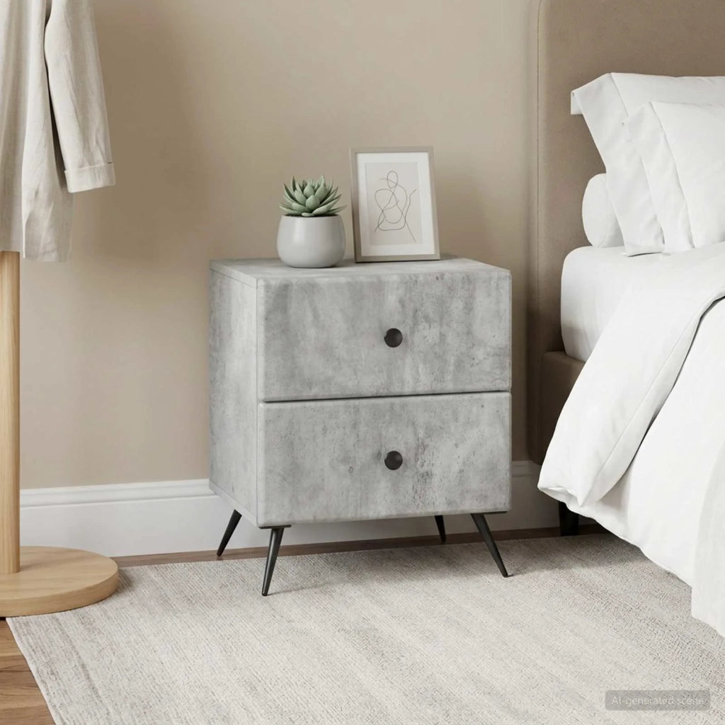 Armadio da Notte 2 pcs Grigio Cemento 43 x 34,5 x 47,5 cm 895452