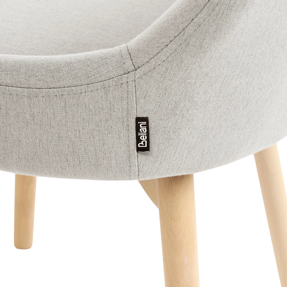 Set di 2 Sedie da Pranzo Gambe in Legno e Tessuto grigio chiaro Sedile spesso imbottito