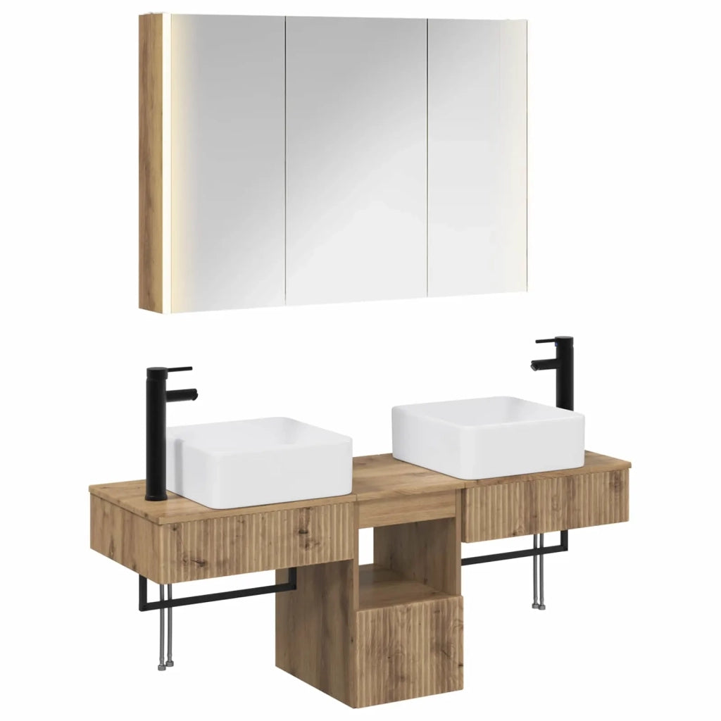Set di Armadi da Bagno 4 pcs Rovere Artigianale 3406310