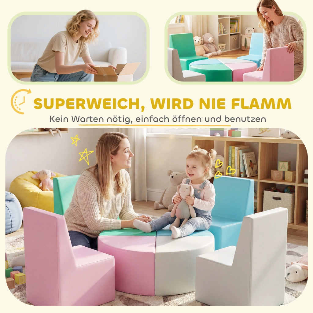 Blocchi da costruzione morbidi per bambini con tavolo e sedie ¨C Zephmum ¨C Multicolore