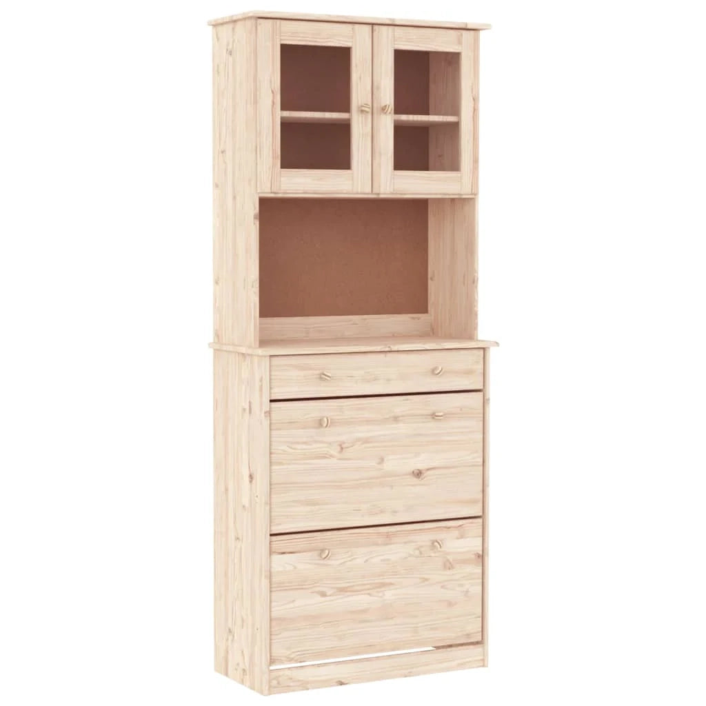 Buffet credenza cassettiera armadio mobile contenitore organizer per cucina soggiorno salotto 77 x 35 x 188 cm legno massello di pino marrone 02_0029674