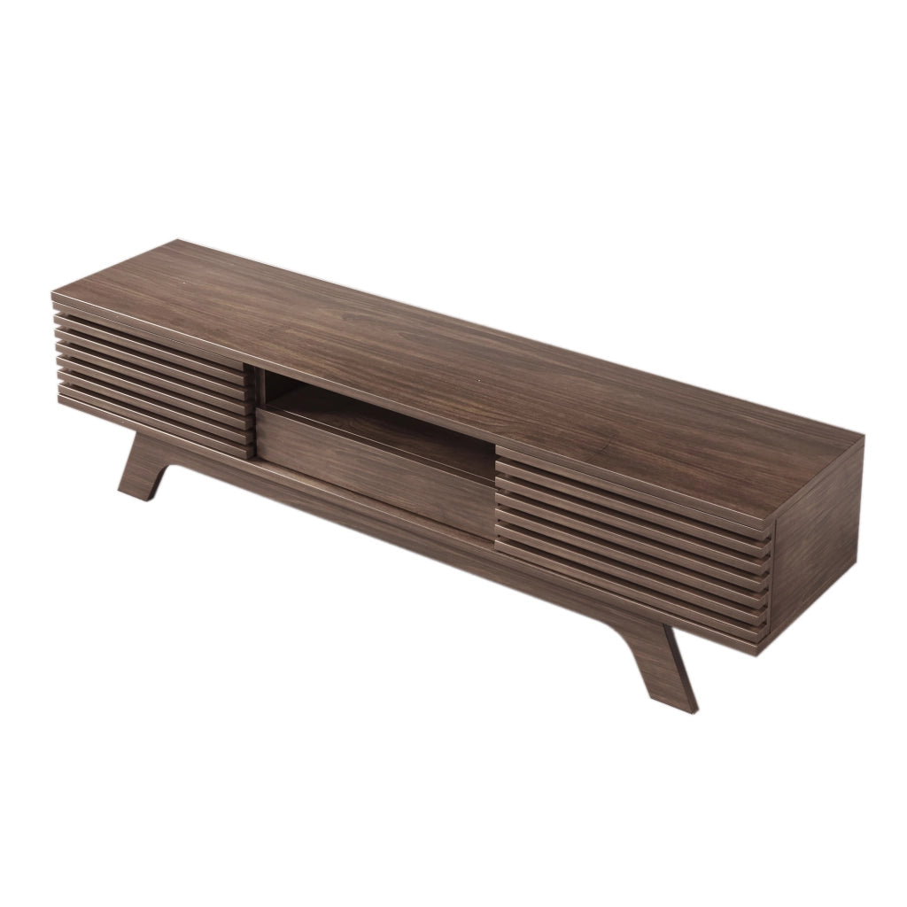 Mobile TV con 2 Ante; 1 Cassetto e Vani Aperti; Passacavi; Stile Vintage; in Pannello di Particelle; 150??35??44 cm; Naturale