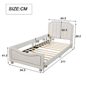 Letto a baldacchino per bambini - Xylo - 90x200 cm - Beige - Letto imbottito con schienale