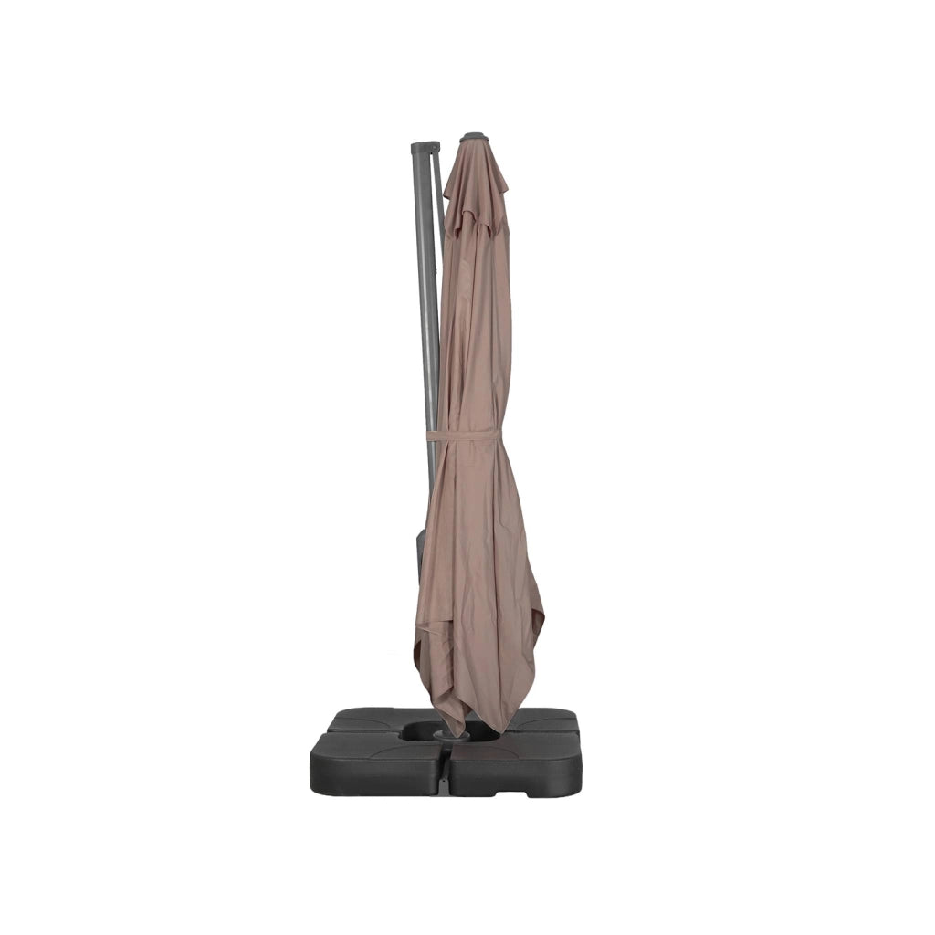 Ombrellone rettangolare eccentrico, 3x4m + base 50x50cm, talpa