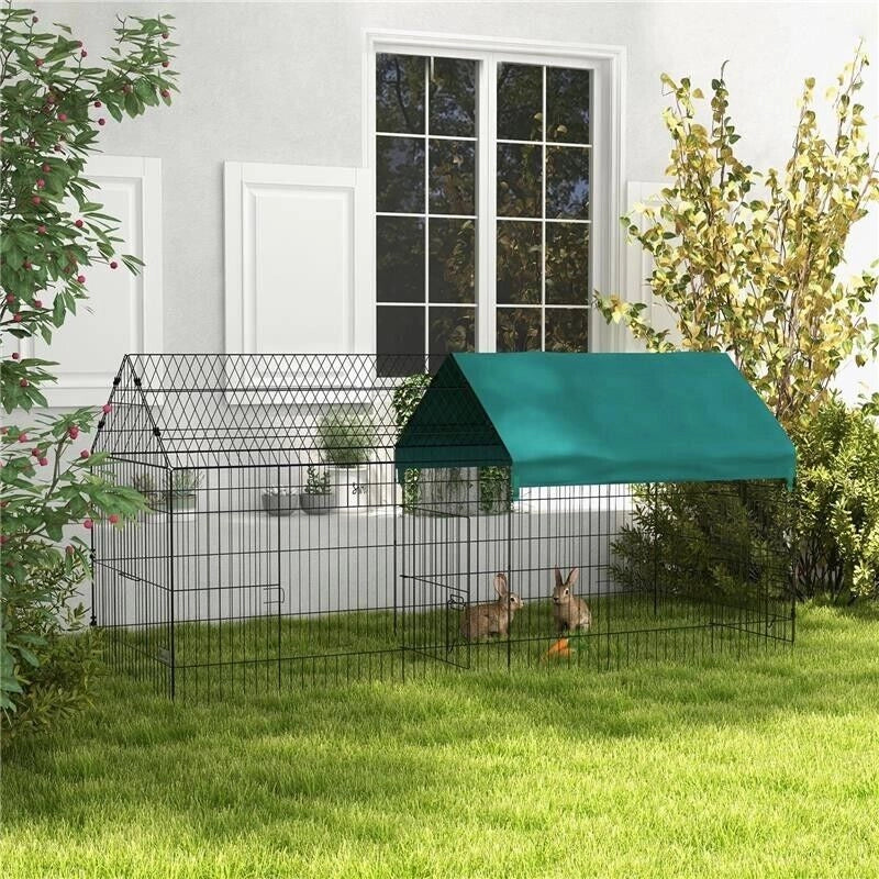GABBIA PER CONIGLI DA ESTERNO E INTERNO A CASETTA CON TETTUCCIO, 220X85X103CM, VERDE