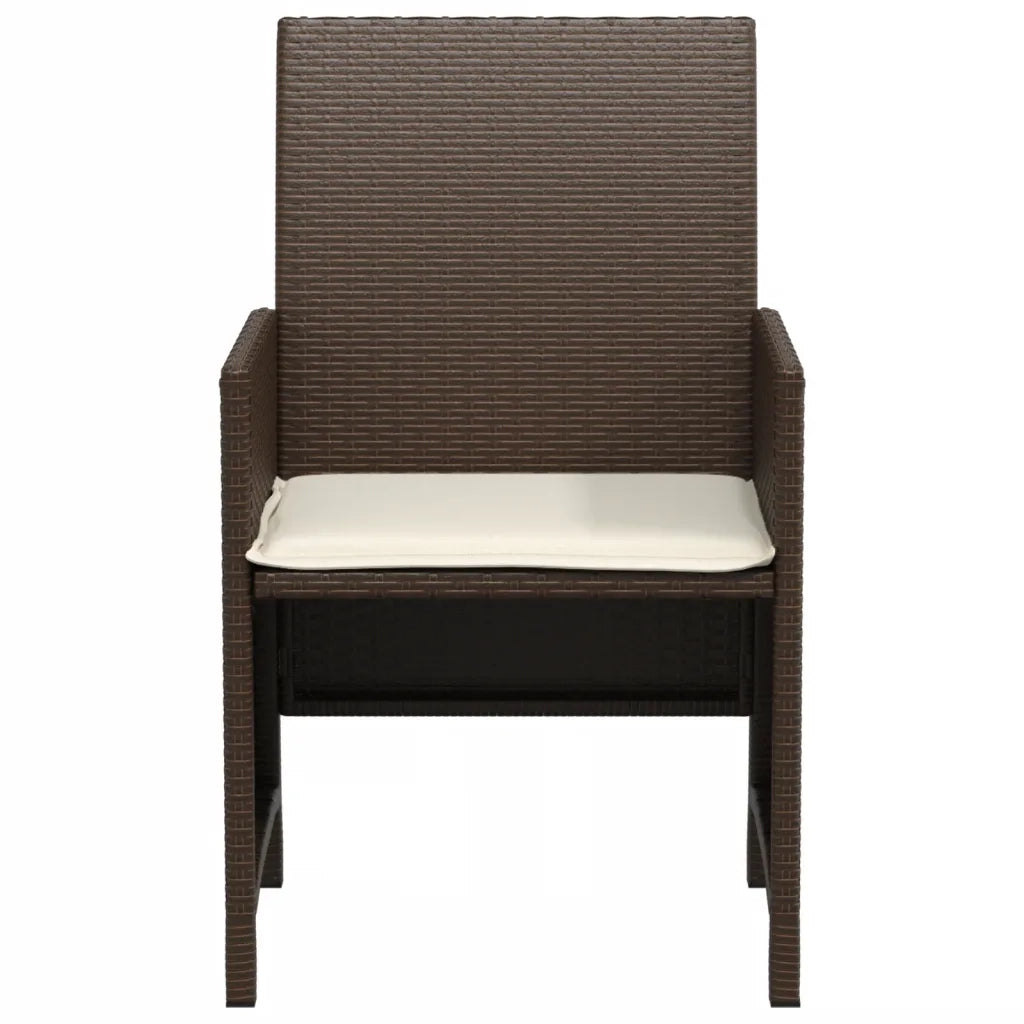 Set Bistr¨° 3 pz | Set Salotto da Giardino con Cuscini Marrone in Polyrattan