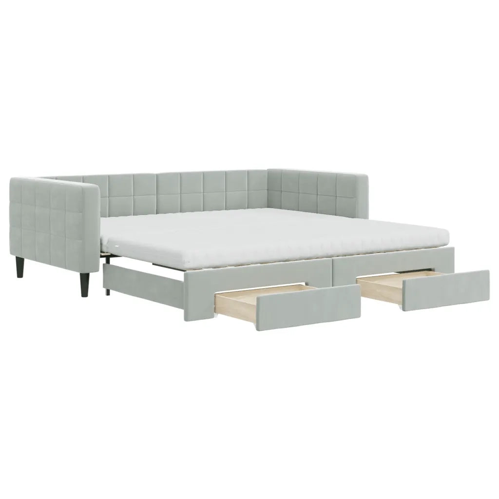 Divano Letto Estraibile Cassetti Grigio Chiaro 100x200 Velluto 3196770