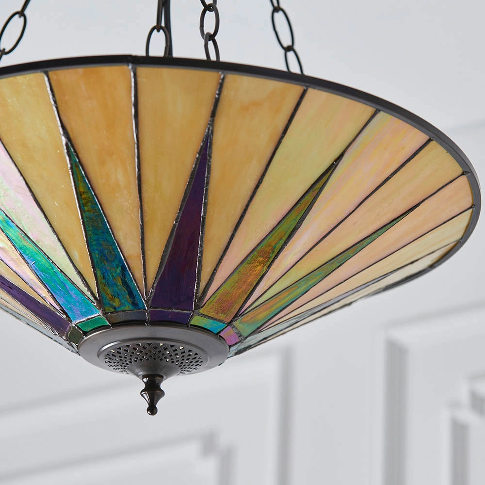 Lampada a sospensione Tiffany Dark Star vetro 3xE27