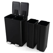 Pattumiera per Differenziata 2 Scomparti, Secchi Spazzatura Differenziata 2 x 30 L, Bidone con Coperchi a Chiusura Morbida, Acciaio Inox Anti-Impronte (Nero)