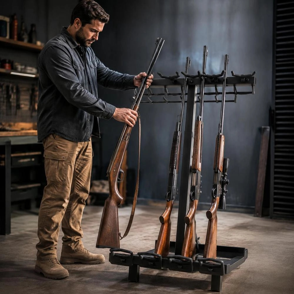 Gun Rack, Portable, Folding Heavy Duty Steel Rifle Shotgun Rack Stand, Freestanding Indoor Outdoor Gun Display Storage, Holds Up To 7 Pistols And 4 Rifles Or Shotguns, For Shooting Hunting Range