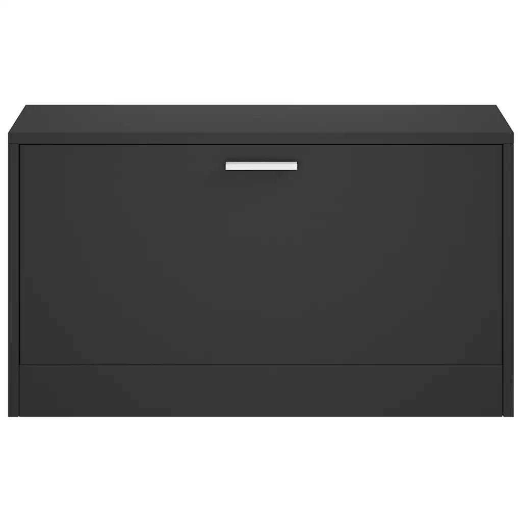 Panca Scarpiera Nera 80x24x45 cm in Legno Massello di Argilla 342641