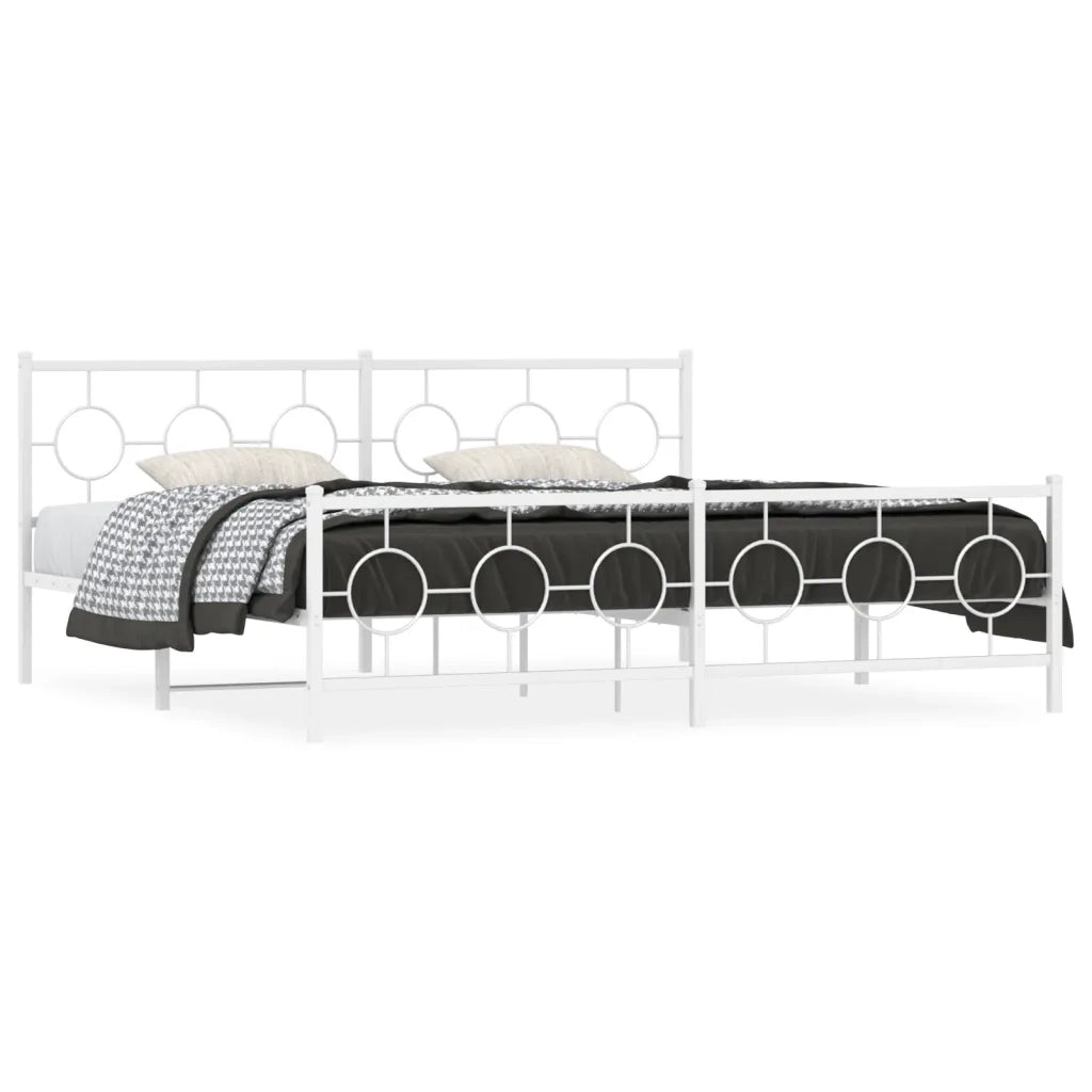 Giroletto con Testiera e Pediera-Struttura Letto Metallo Bianco 193x203 cm 281108