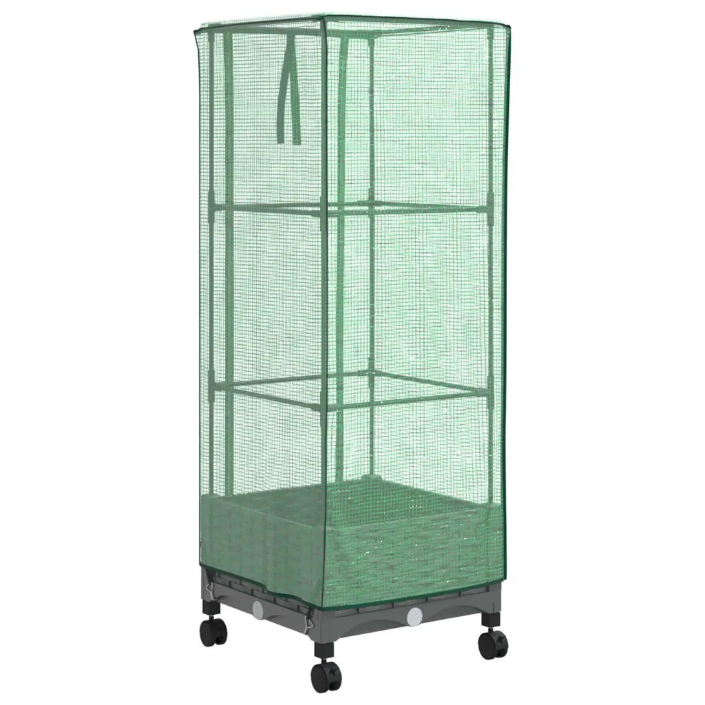 Vaso da Giardino con Copertura per Serra e Ruote Grigio Chiaro 3422927