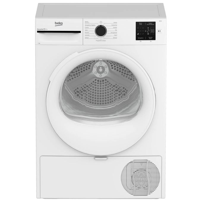Beko BMT93EW Asciugatrice 9kg, Classe D, Linea Estetica NX, motore asincrono, Display digitale, colore Bianco, oblò Bianco