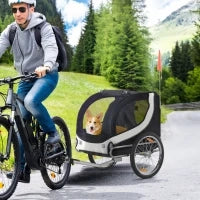 Rimorchio per Cani da Bicicletta, bianco e nero, 130x90x110cm