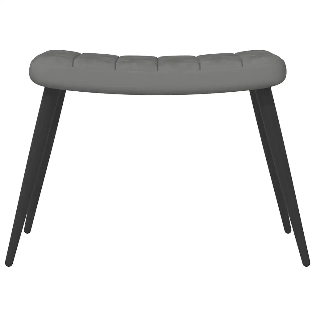 Poltrona Relax con Sgabello Grigio Scuro in Velluto