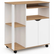 IDMarket - Carrello da cucina legno bianco e ante di faggio L.76 cm COSI