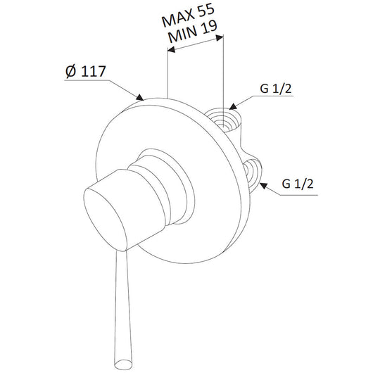 Rubinetto Miscelatore Monocomando Doccia ad Incasso in Ottone Mariani Hermes Cromato