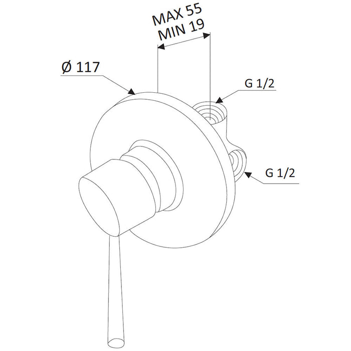 Rubinetto Miscelatore Monocomando Doccia ad Incasso in Ottone Mariani Hermes Cromato
