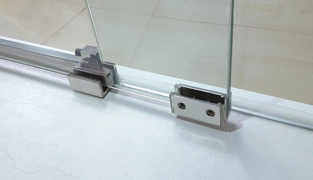 Box doccia frontale VETRUM 1 fisso + 1 scorrevole 150 cm (147-152) acciaio inox lucido