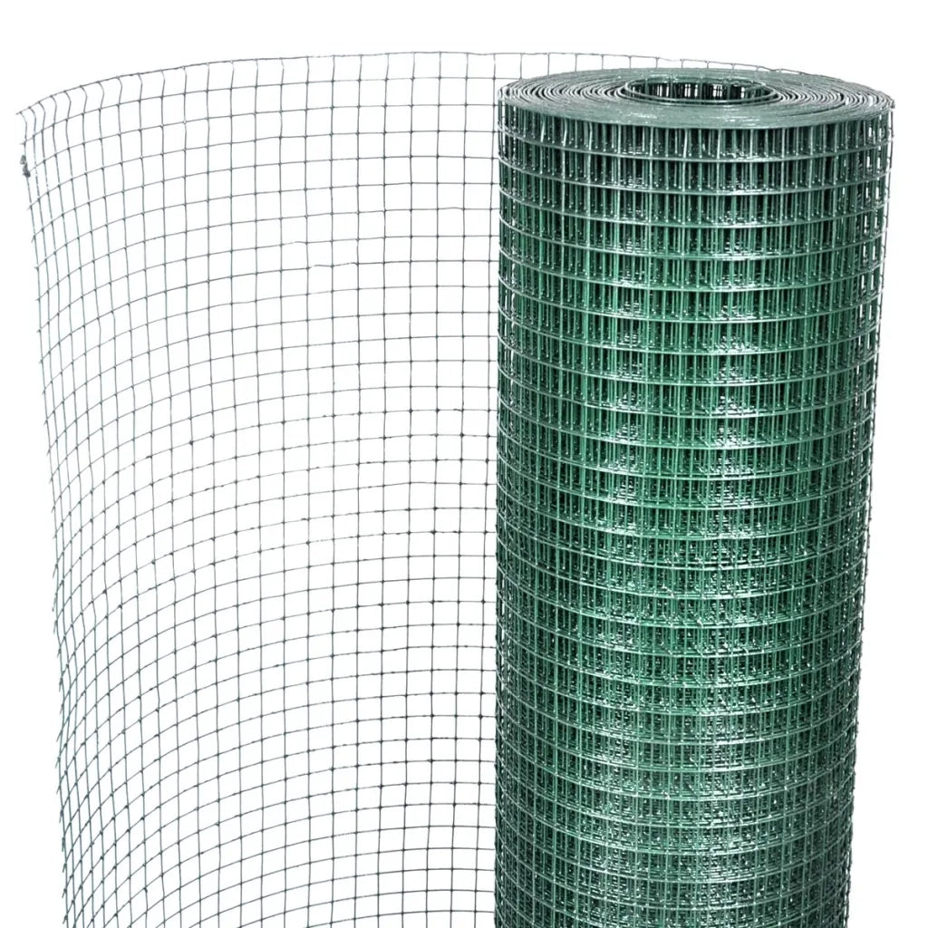 Recinzione in Rete per Pollaio Rivestita in PVC 25x1 m Verde 140439