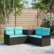 Set di divani 5 pz Nero e Blu Rattan sintetico e Acciaio 3447733