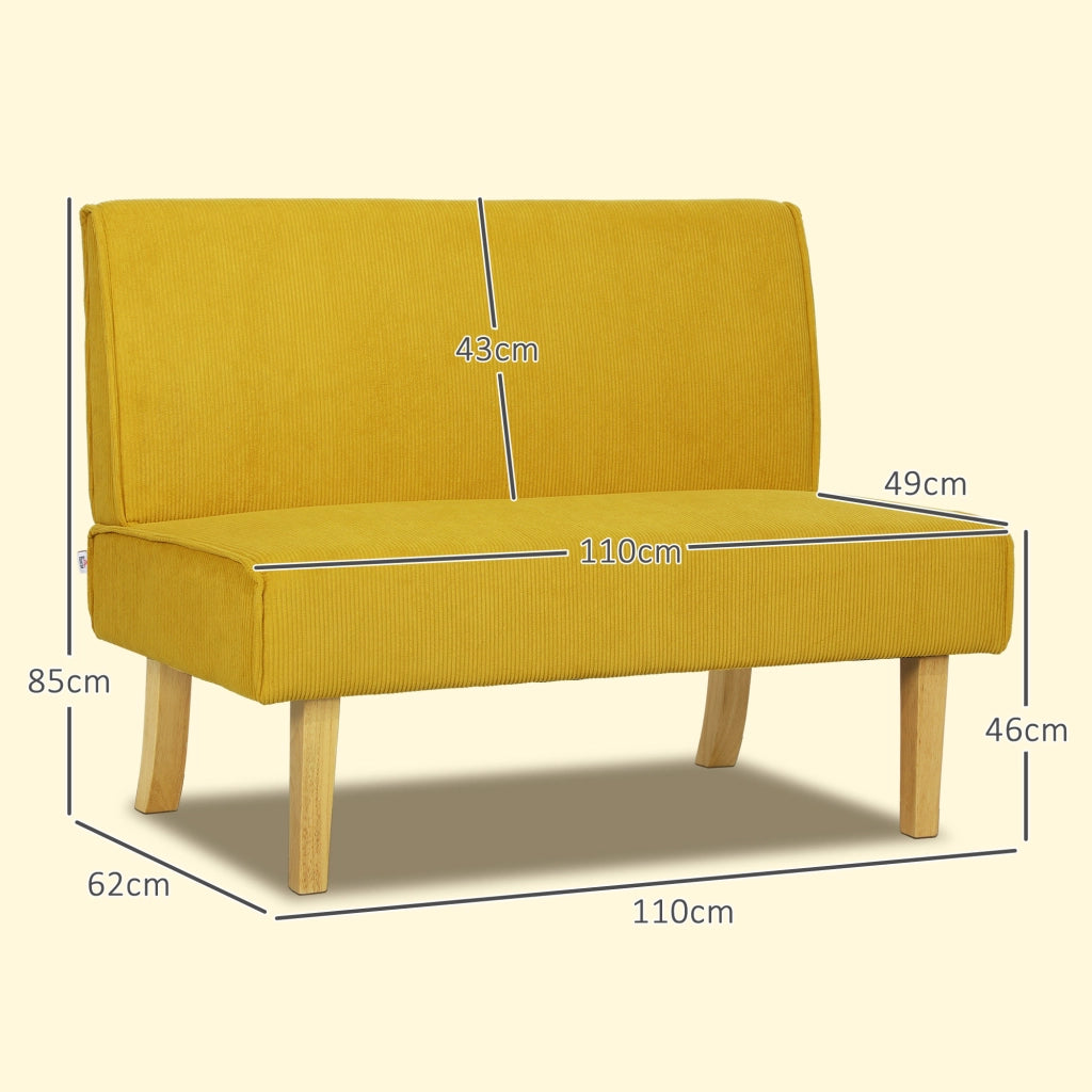 SOFA 2 posti 110x62x85 cm Giallo in poliestere