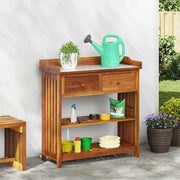 Mobiletto da Giardino con cassetto Naturale 93 x 41,5 x 98cm 42001367
