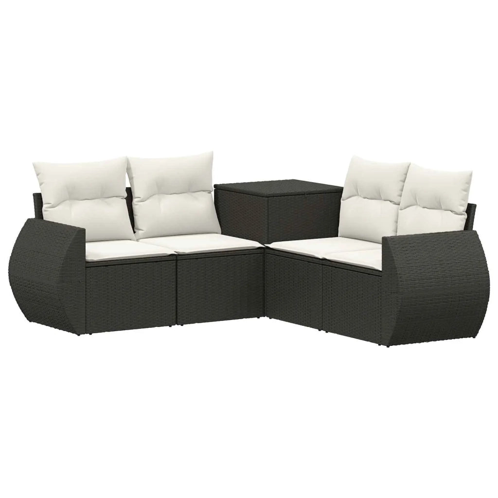 Set di divani 5 pz Nero e Bianco Crema 3447892