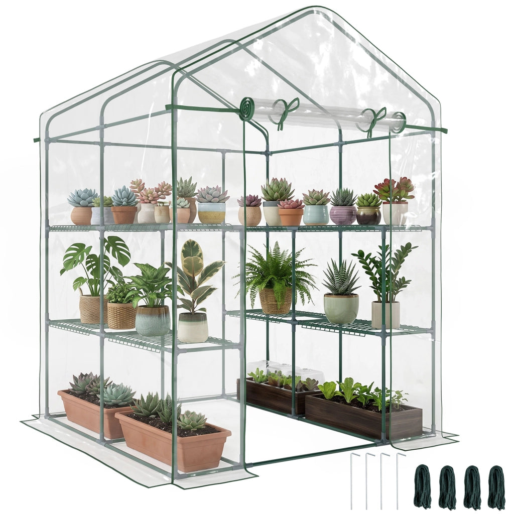 Serra da Giardino in PVC Trasparente con Scaffali ¨C zephmum ¨C 143x143x195 cm