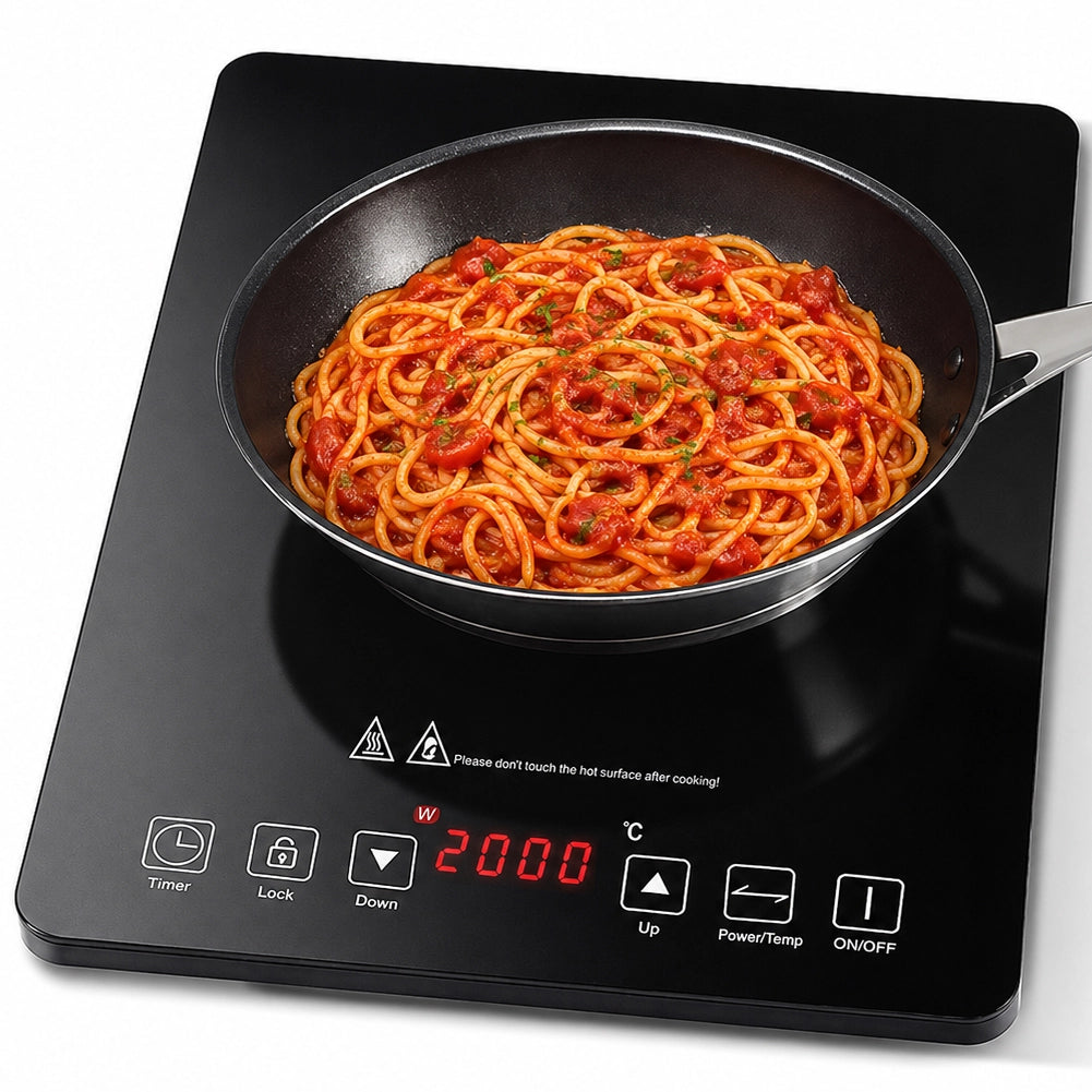 Piastra Fornello Elettrico a Induzione 1 Fuoco per Cucina Cottura Omogenea 2000W