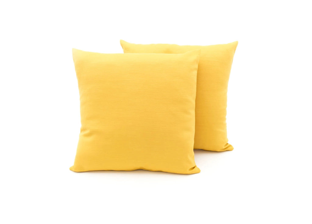 Coppia Cuscini Arredo Imbottiti Tessuto Ottoman In Tinta Unita Colore Giallo 04 - 60x60 - Giallo 04