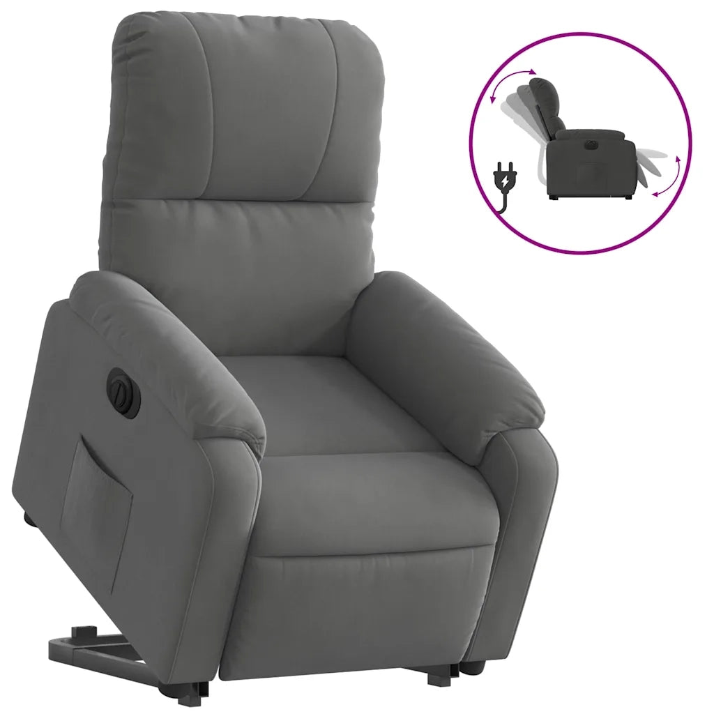 vidaXL Poltrona a Rialzo Reclinante Elettrica Grigio Scuro Microfibra