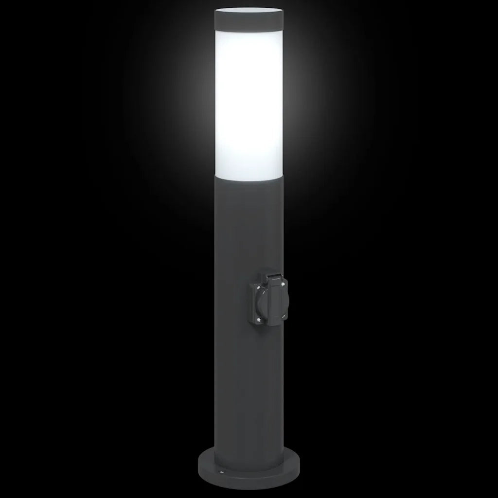 Lampioni a palo con presa elettrica 3 pz 50 cm Acciaio Inox IP44 4006036