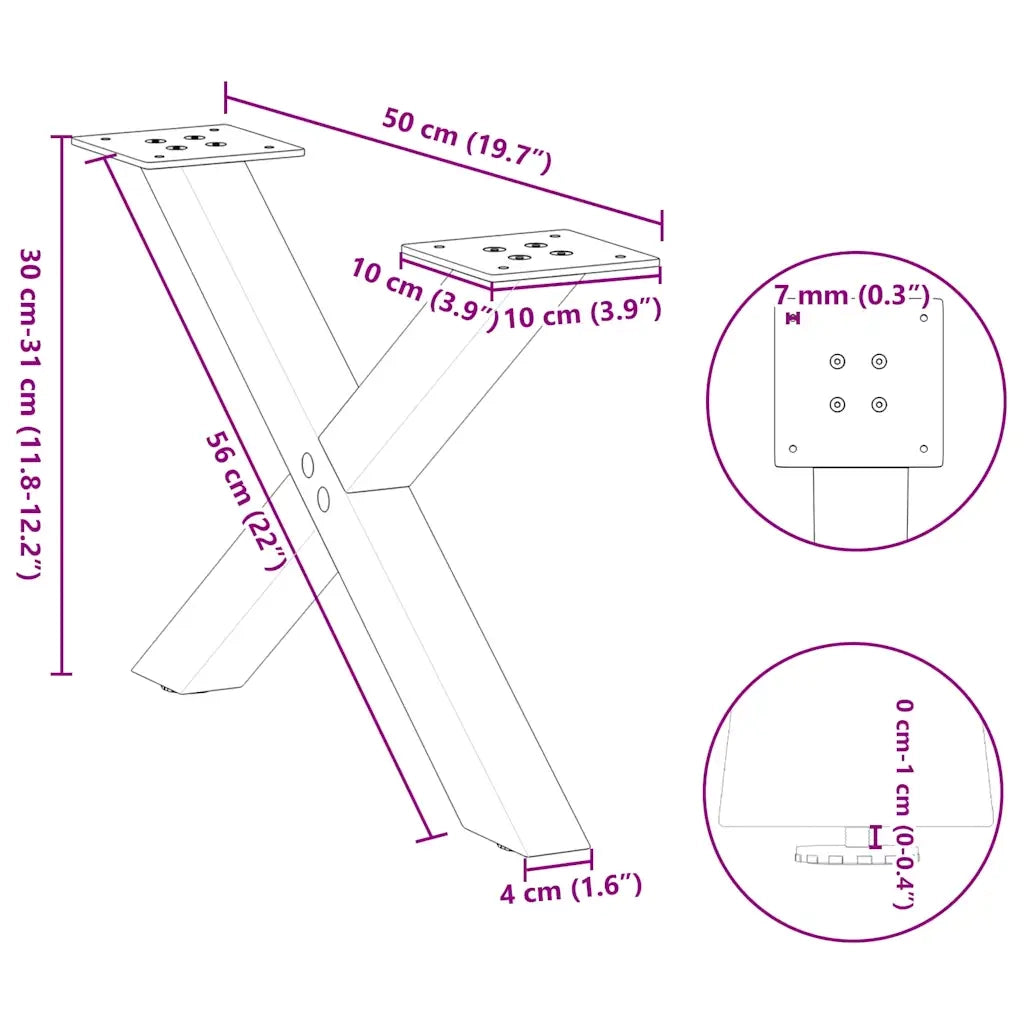 Gambe per Tavolino da Caffè a Forma di X 2 pz Antracite 50x(30-31) cm Acciaio 4012878