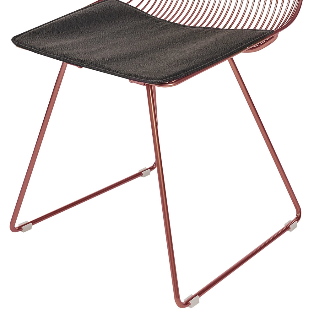 Set di 2 sedie in metallo oro rosa con cuscino in pelle stile moderno industriale