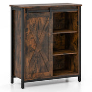 Mobiletto portaoggetti con anta scorrevole 70 x 30 x 81 cm ampio spazio di archiviazione stile rustico MDF marrone 20_0019581