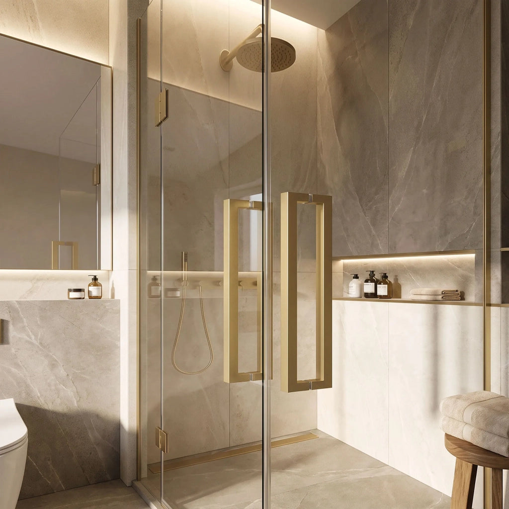 Maniglia Per Porta Doccia Rea 01 Brushed Gold