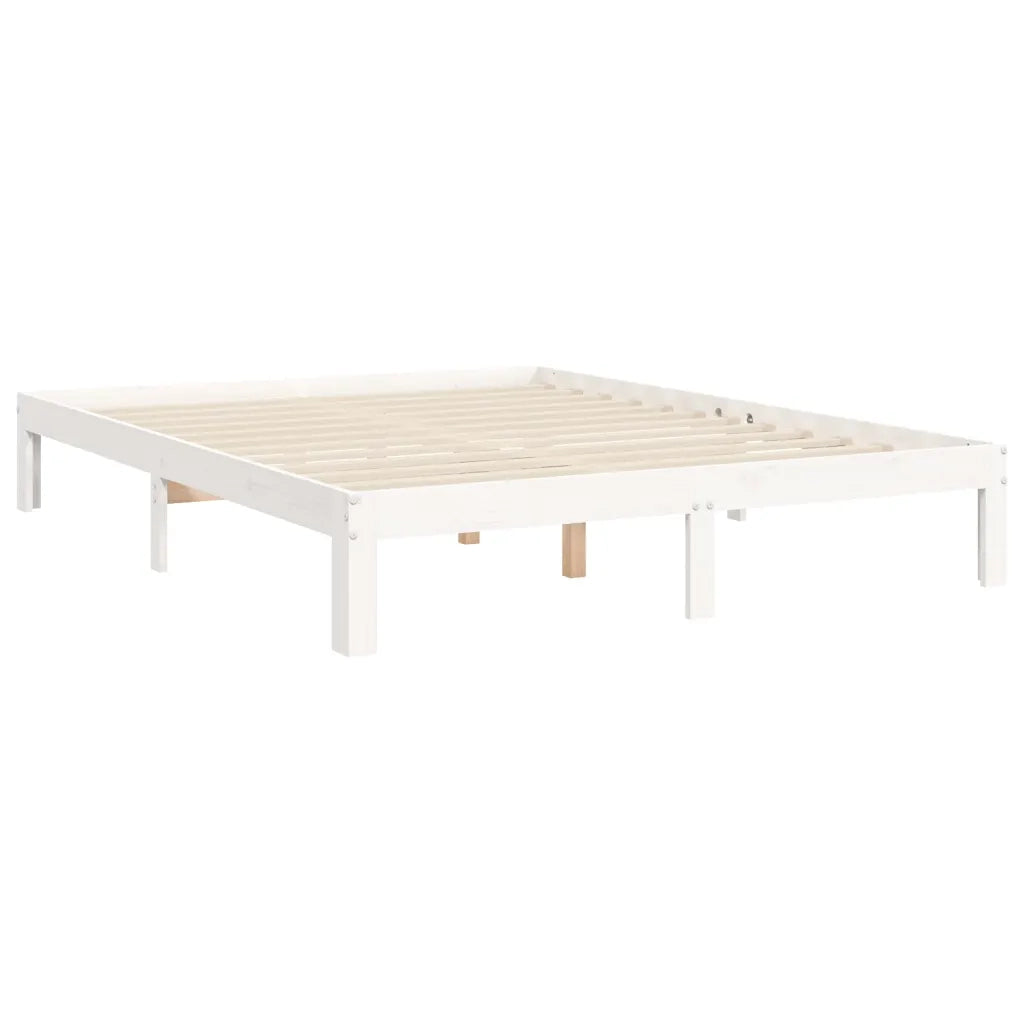 Giroletto senza Materasso-Struttura Letto Bianco 140x200 cm Legno Massello Pino 647131