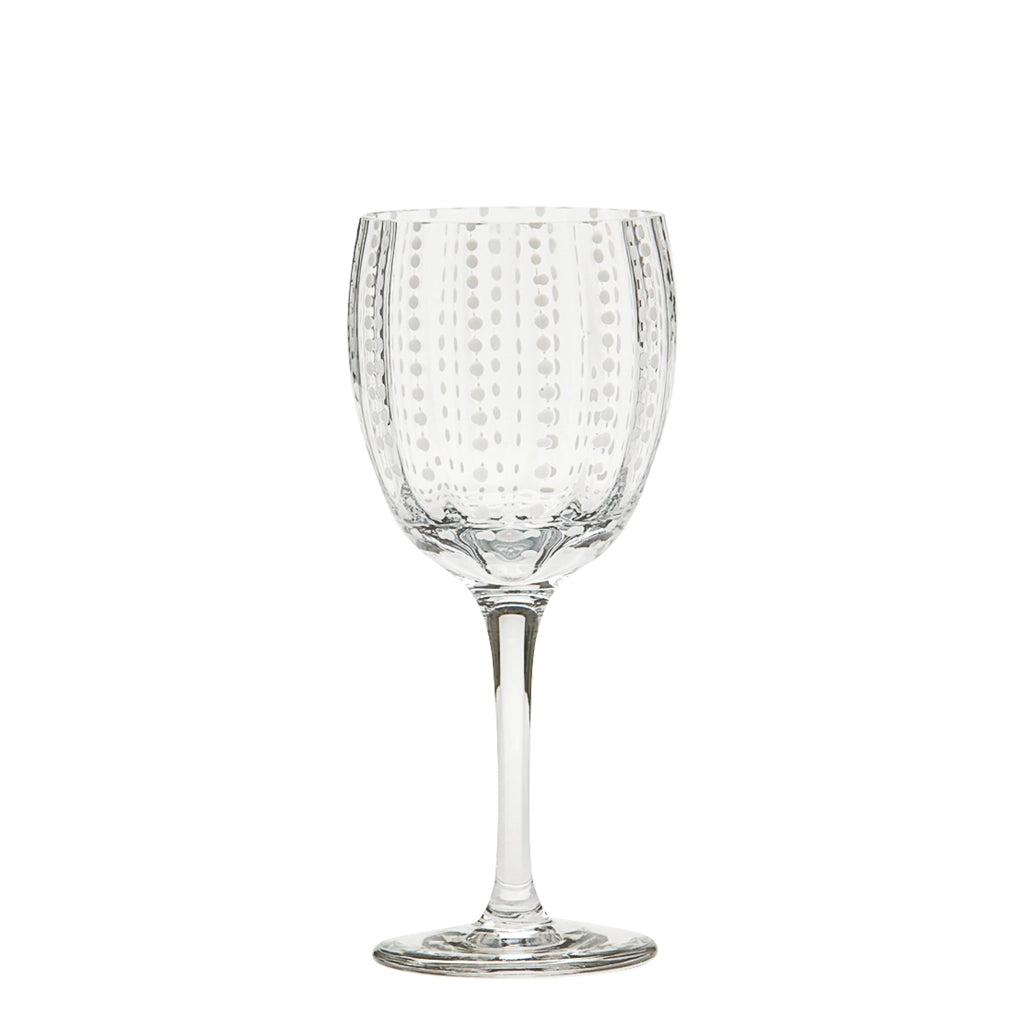 Zafferano Calice in vetro soffiato serie Perle trasparente set da 2 pezzi - Design elegante e artigianale per la tua tavola raffinata