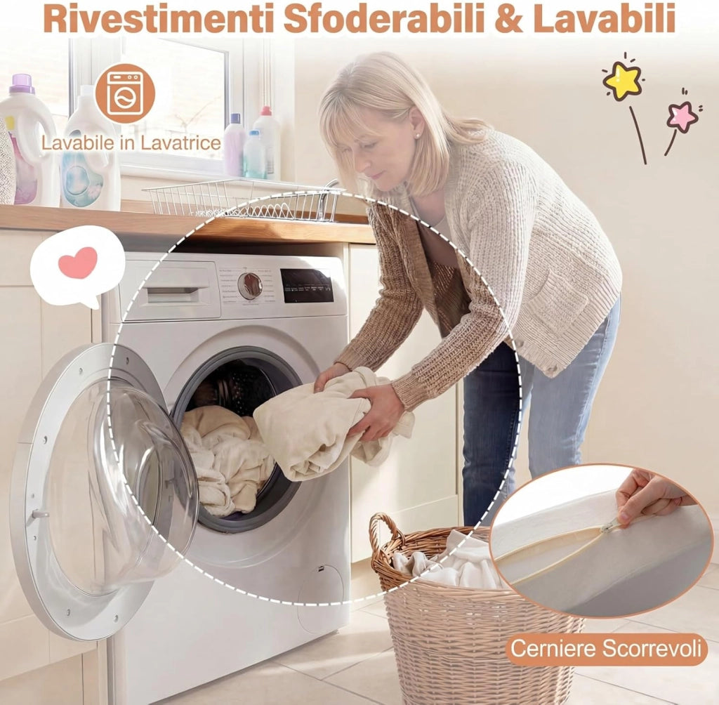 Divano da Gioco per Bambini Trasformabile, Poltrona Modulare a 10 Pezzi, Tessuto Suede e Schiuma ad Alta Elasticità, Divanetto per Bambini 3+ Anni, per Camerette, Soggiorno e Studio (Beige)