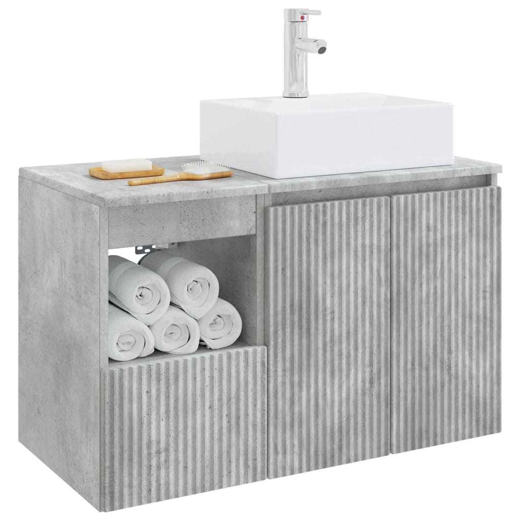 Set di mobili per il bagno 2 pz Grigio Cemento 3404057